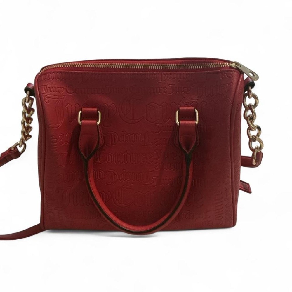 Juicy Couture Satchel Bag Womens Medium Red Embossed Logo Crossbody - Picture 8 of 8